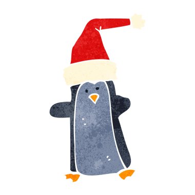 retro çizgi film noel pengueni