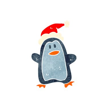 retro çizgi film noel pengueni
