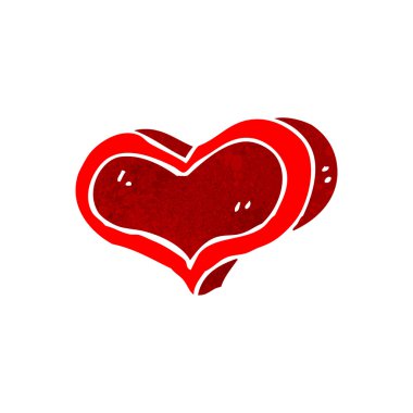 retro karikatür aşk kalbi