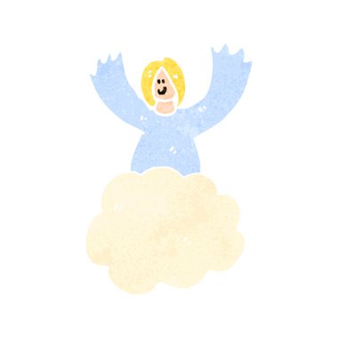 Retro cartoon angel on cloud