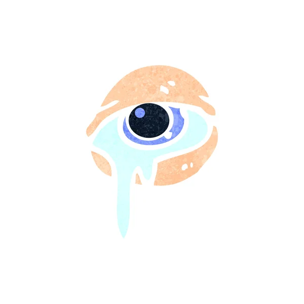 Retro dibujos animados llorando ojo — Vector de stock