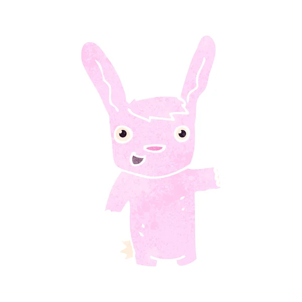 Retro cartoon pink rabbit — Stock Vector