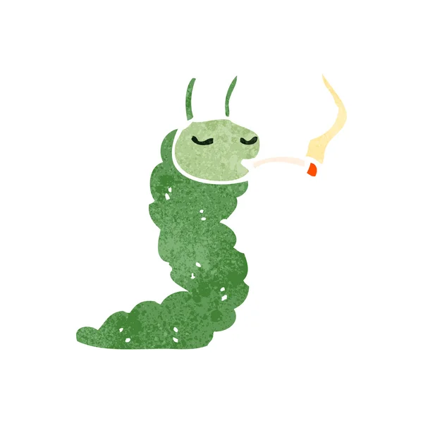 Retro rajzfilm caterpillar dohányzás cigaretta — Stock Vector