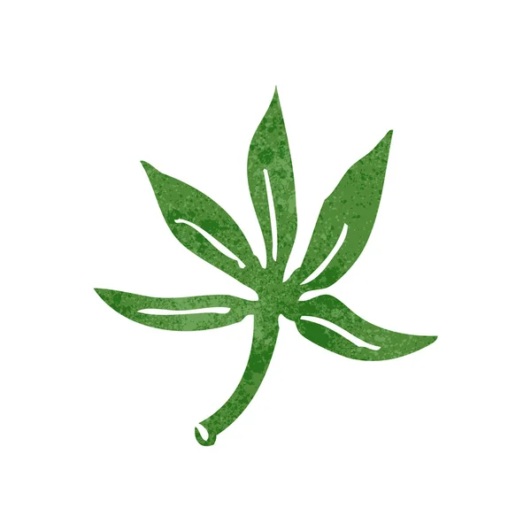 Retro dessin animé marijuana feuille symbole — Image vectorielle