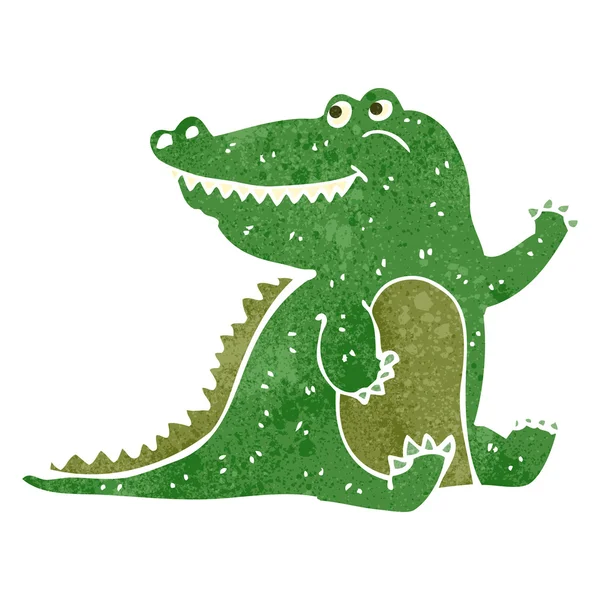 Crocodile heureux dessin animé rétro — Image vectorielle