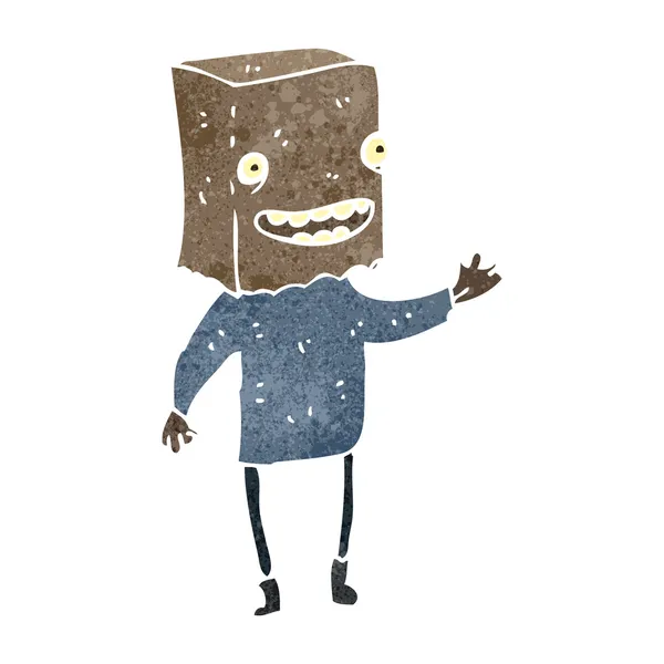 Retro-Cartoon Mann mit Papiertüte auf dem Kopf — Stockvektor