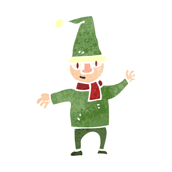 Retro cartoon christmas elf — Stock Vector