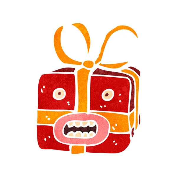 Retro dibujos animados regalo de Navidad monstruo — Vector de stock