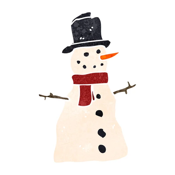 Caricature rétro bonhomme de neige — Image vectorielle