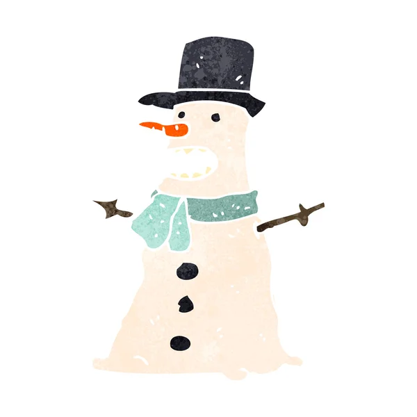 Retro cartoon snowman — Stock Vector