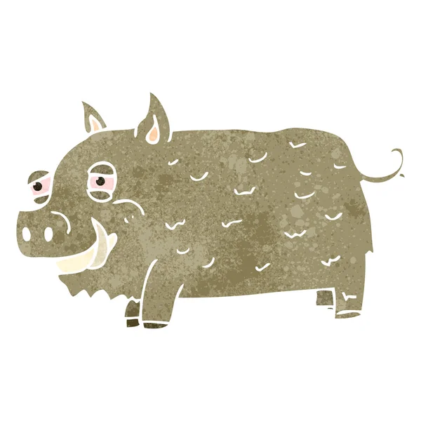 Retro karikatür yaban domuzu — Stok Vektör