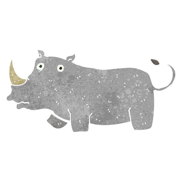 Rinoceronte retrô dos desenhos animados — Vetor de Stock