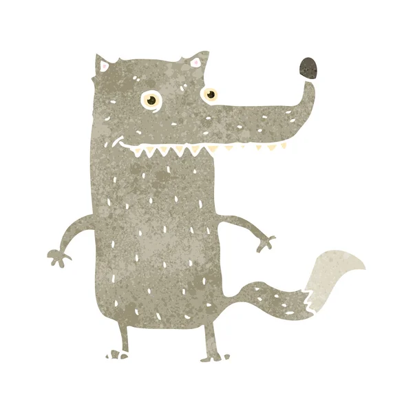 Rétro dessin animé drôle loup — Image vectorielle