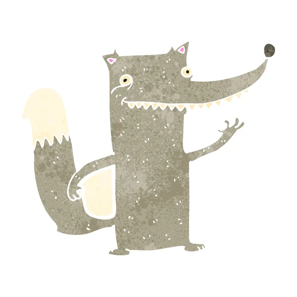 Caricature rétro loup heureux — Image vectorielle