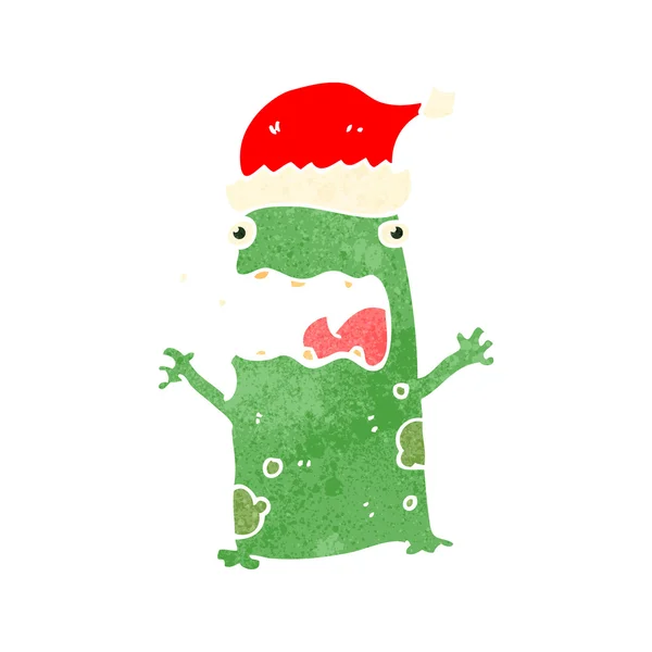 Retro Cartoon Weihnachtsfrosch — Stockvektor