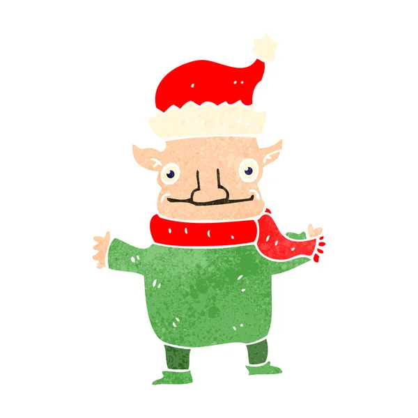 Retro kreskówki Boże Narodzenie elf — Wektor stockowy