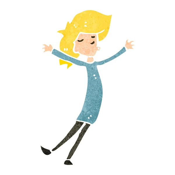 Dessin animé rétro femme blonde heureuse — Image vectorielle