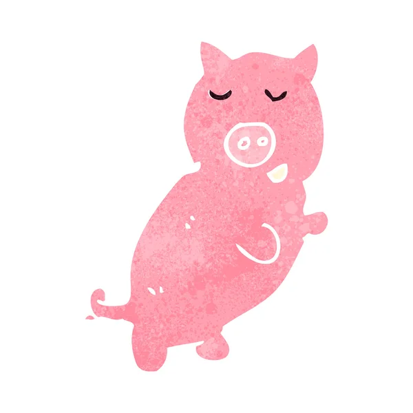 Retro cartone animato rosa maiale — Vettoriale Stock