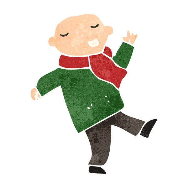 レトロな漫画冬服で幸せな男 — ストックベクタ