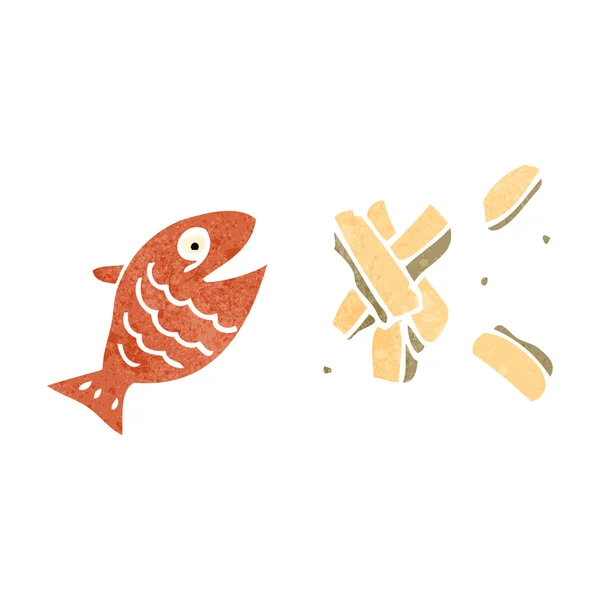 Caricatura de pescado y patatas — Vector de stock