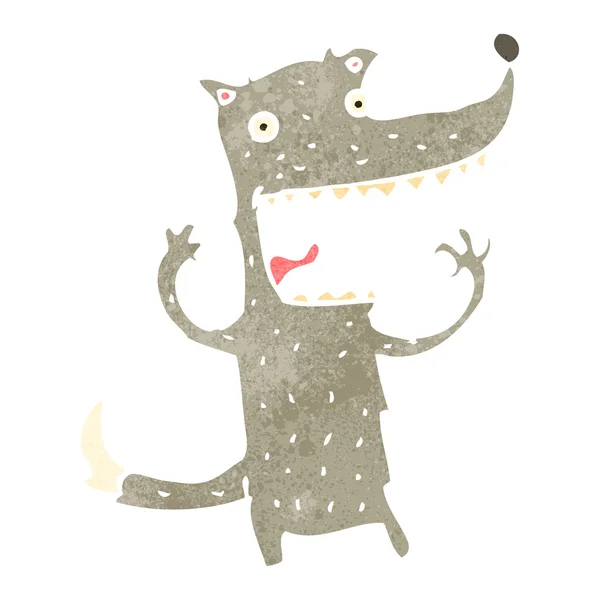 Retro desenho animado lobo louco — Vetor de Stock