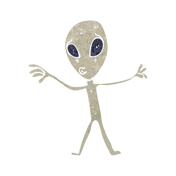 Retro tecknade alien — Stock vektor