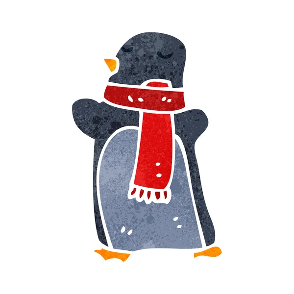 Pingüino de dibujos animados retro — Vector de stock