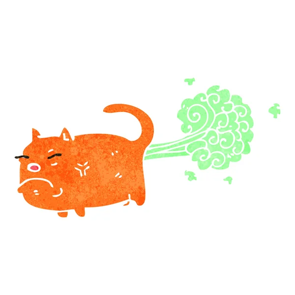 Retro desenho animado peidando gato — Vetor de Stock
