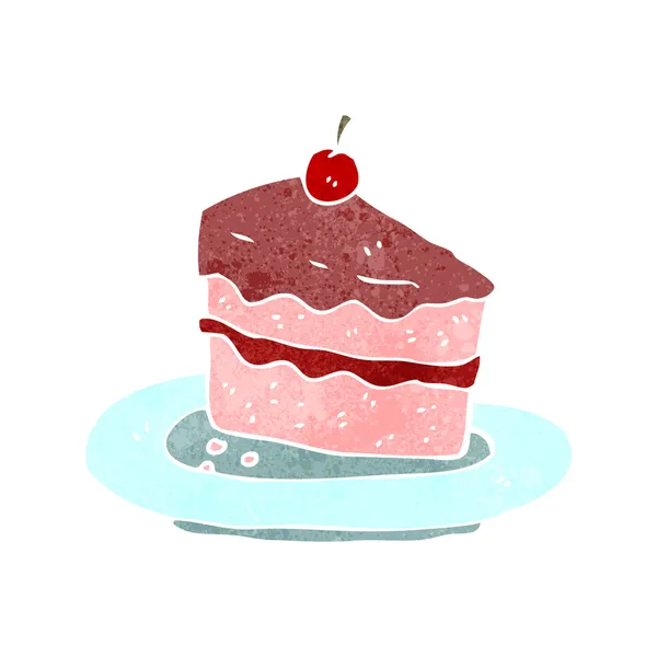 Tranche de gâteau de dessin animé rétro — Image vectorielle