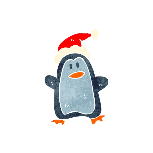 Retro cartoon christmas penguin — Stock Vector