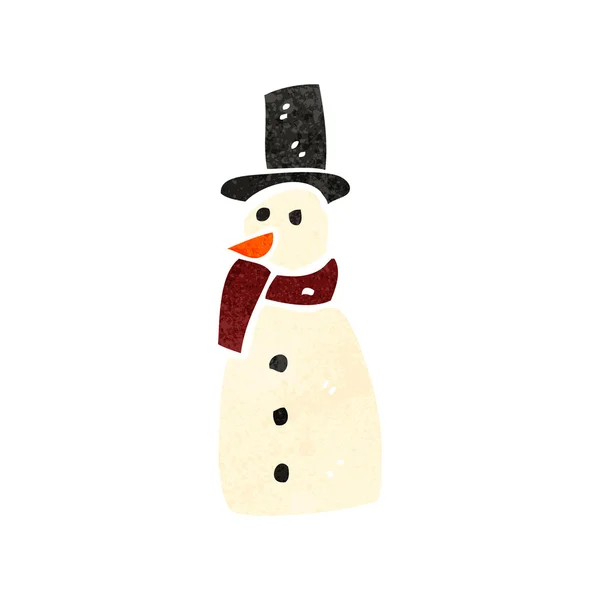 Caricature rétro bonhomme de neige — Image vectorielle