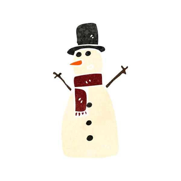 Retro boneco de neve desenhos animados — Vetor de Stock