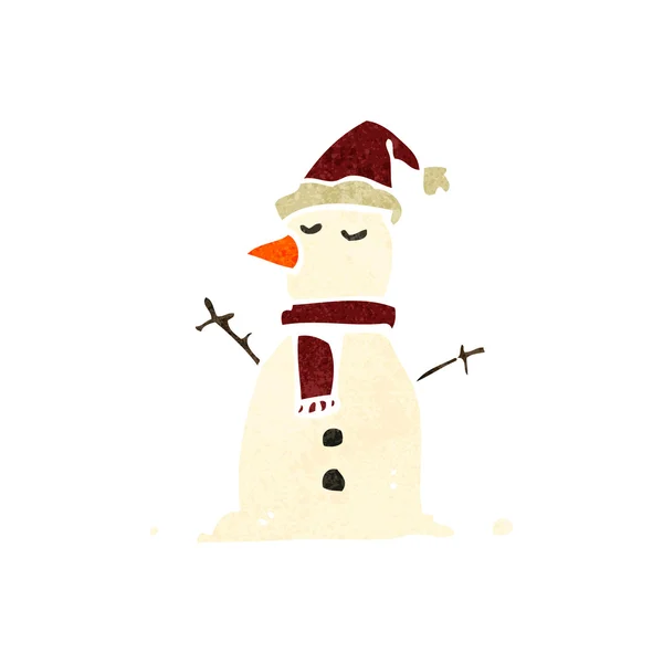 Retro cartoon snowman — Stock Vector