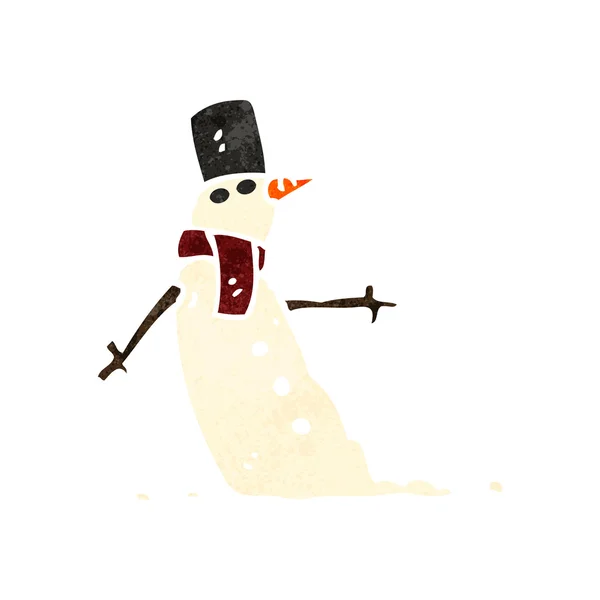 Retro boneco de neve desenhos animados — Vetor de Stock
