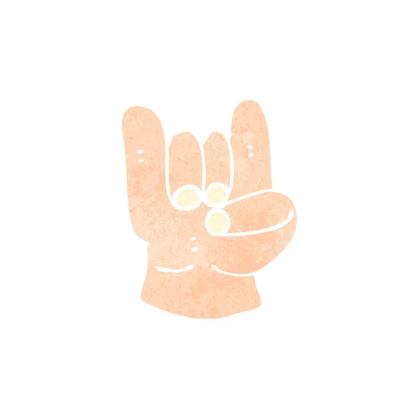 Retro tecknade rock musik handsymbol — Stock vektor