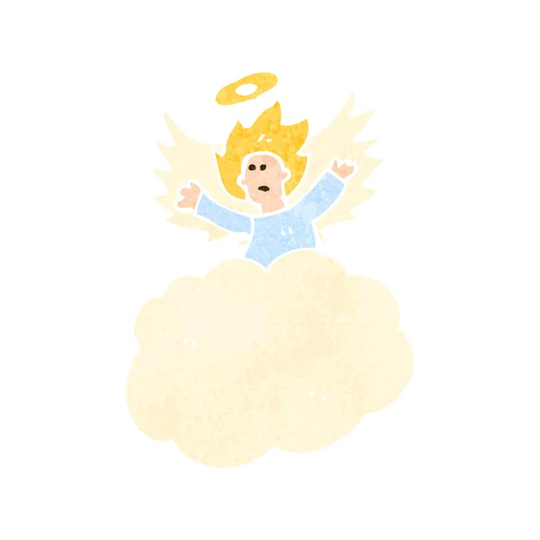 Retro cartoon angel on cloud — Stok Vektör