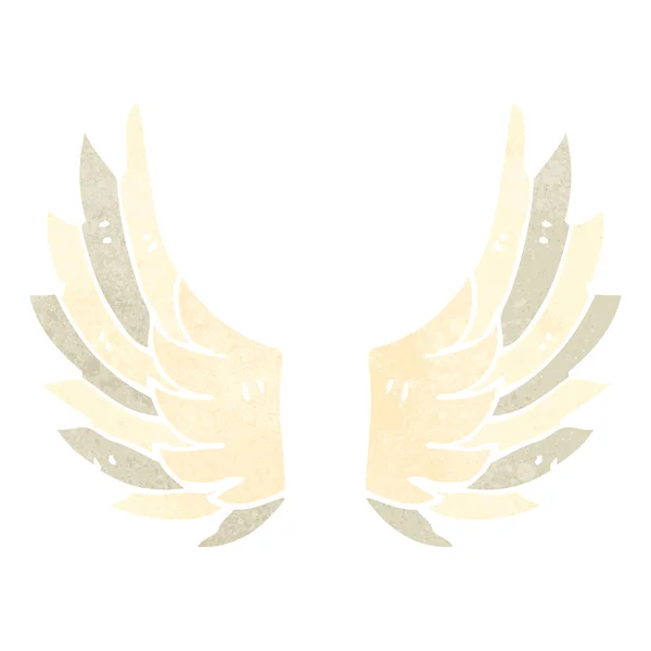 Retro símbolo de alas de dibujos animados — Vector de stock