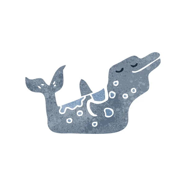 Delfín de dibujos animados retro — Vector de stock