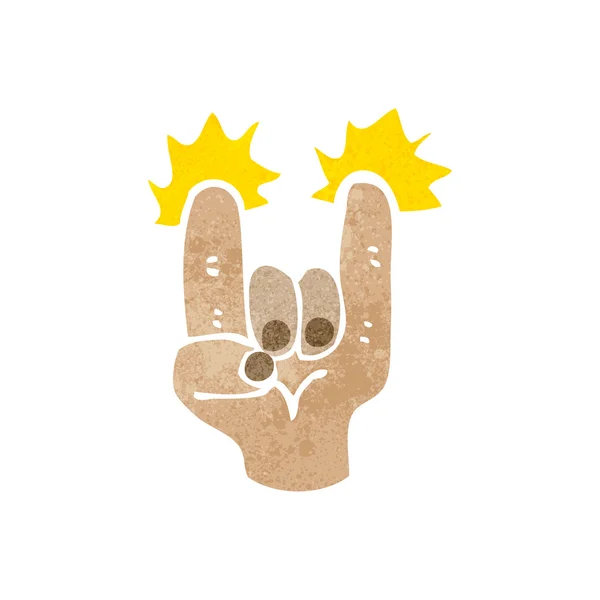 Retro cartoon rock hand symbool — Stockvector