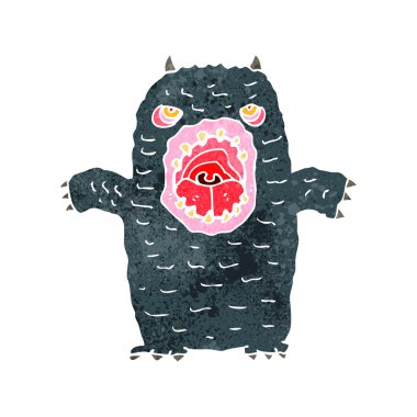 Retro karikatür kükreyen canavar