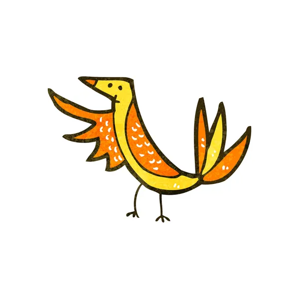 Ptak retro kreskówka żółty — Wektor stockowy