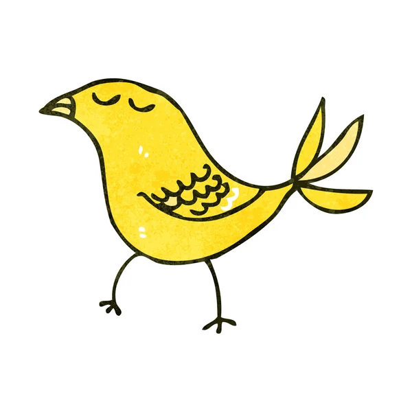 Retro dibujos animados amarillo pájaro — Vector de stock