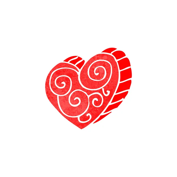 Retro tecknade dekorativt hjärta — Stock vektor