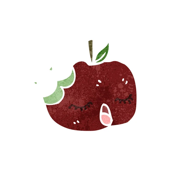 Caricature rétro mordu pomme — Image vectorielle