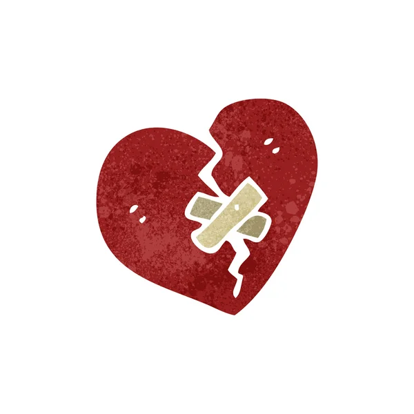 Retro cartone animato simbolo del cuore spezzato — Vettoriale Stock