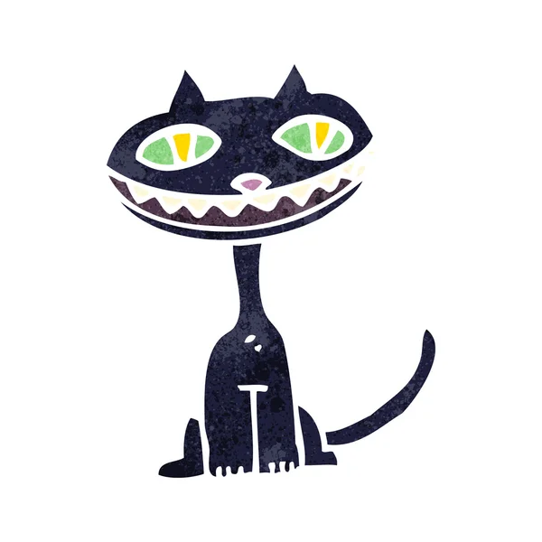 Rétro dessin animé sourire chat noir — Image vectorielle