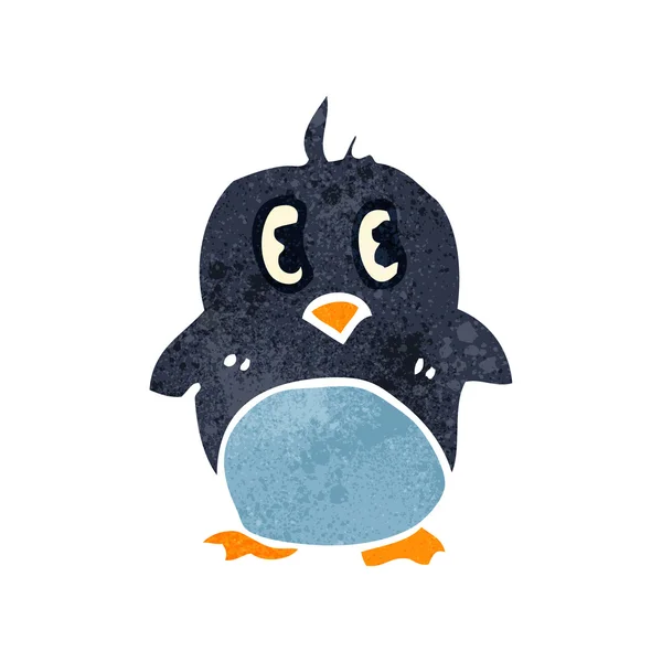 Pinguim pequeno desenho animado retrô — Vetor de Stock