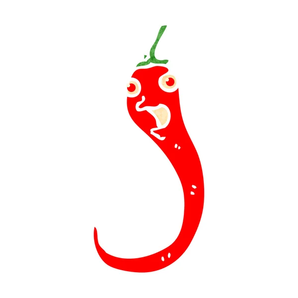 Retro cartoon chilli pepper — Stock Vector