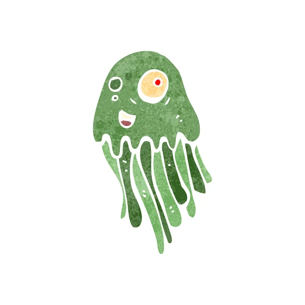 Retro cartoon jellyfish — Stock Vector