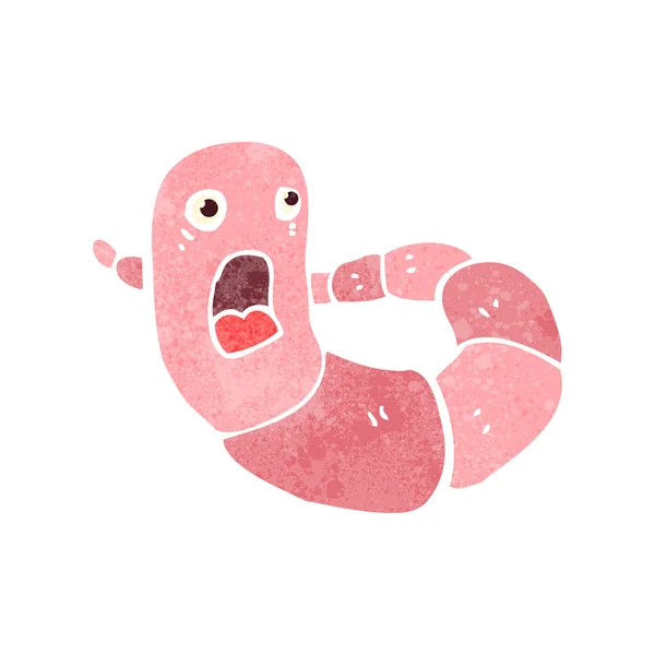 Ретро мультяшный испуганный червь — стоковый вектор